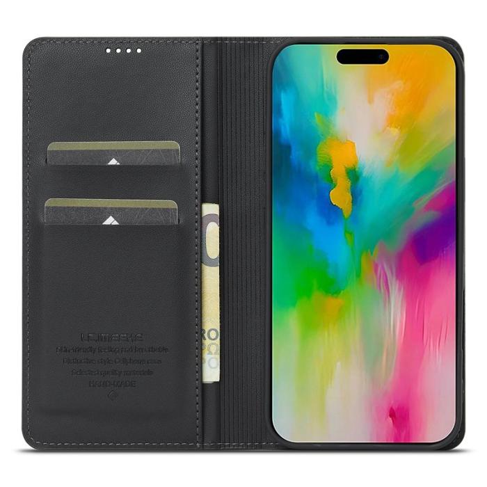 LC.imeeke - LC.IMEEKE L1 Series iPhone 16 Pro Fodral PU Läder - Svart