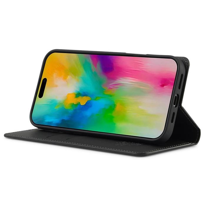 LC.imeeke - LC.IMEEKE L1 Series iPhone 16 Pro Fodral PU Läder - Svart