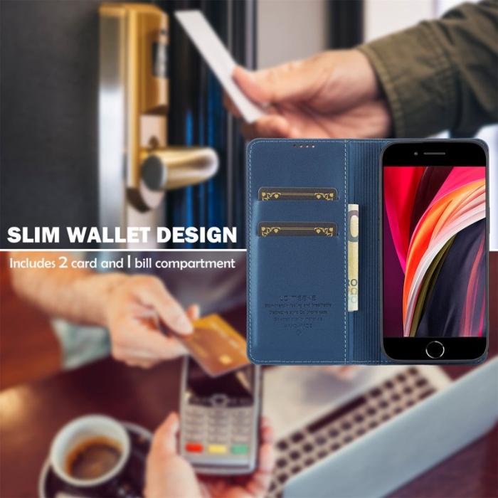 LC.imeeke - LC.IMEEKE L1 Series iPhone 16e Fodral PU Läder - Blå