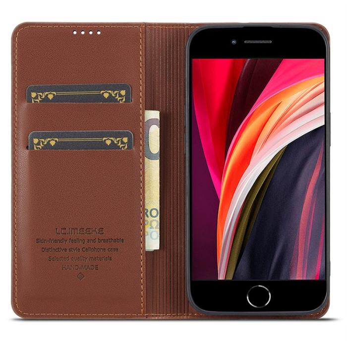 LC.imeeke - LC.IMEEKE L1 Series iPhone 16e Fodral PU Läder - Brun
