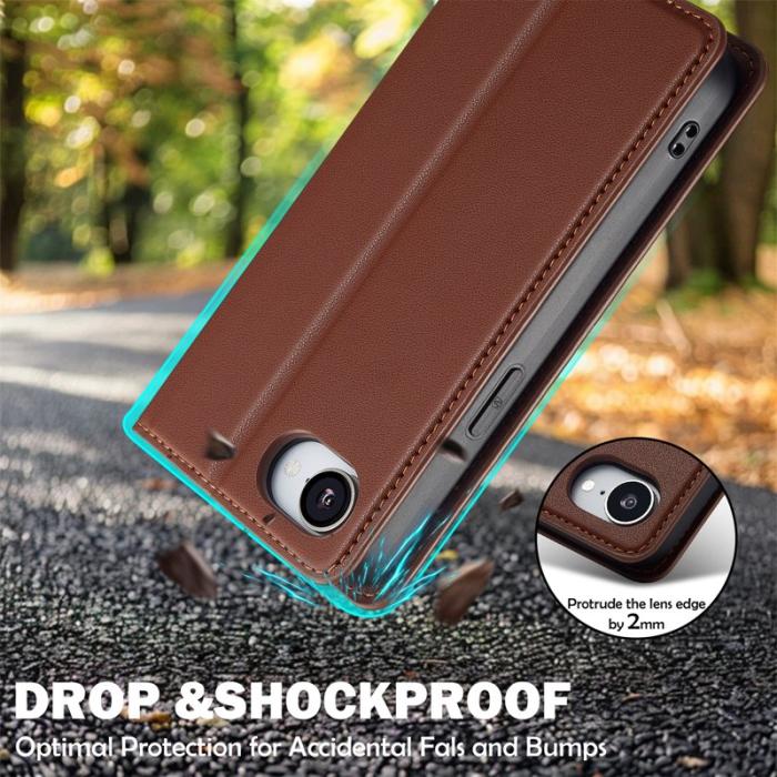 LC.imeeke - LC.IMEEKE L1 Series iPhone 16e Fodral PU Läder - Brun