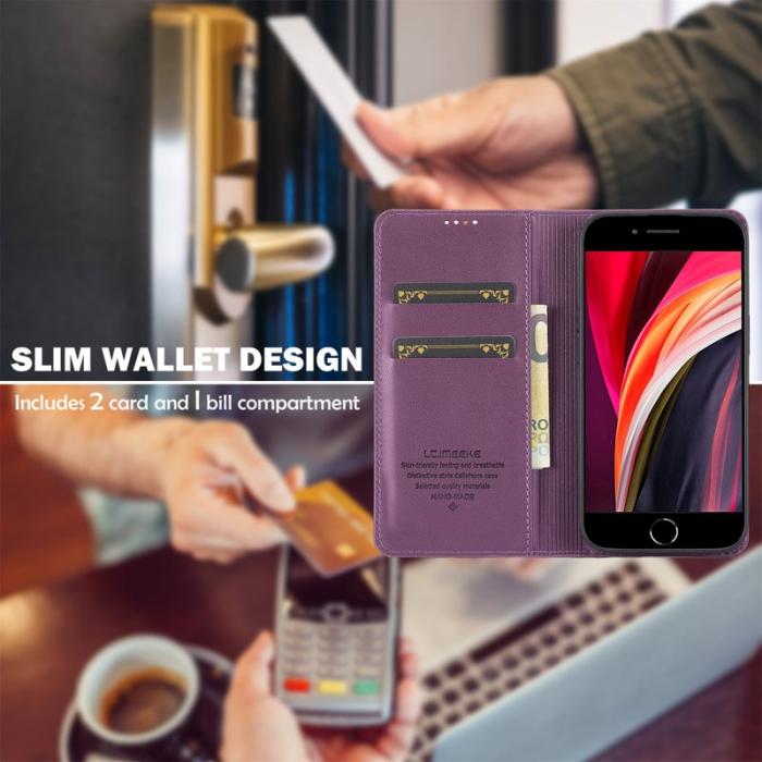 LC.imeeke - LC.IMEEKE L1 Series iPhone 16e Fodral PU Läder - Lila