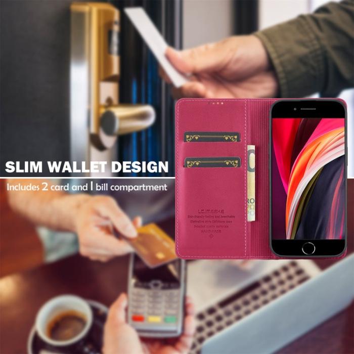 LC.imeeke - LC.IMEEKE L1 Series iPhone 16e Fodral PU Läder - Röd