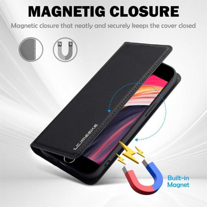 LC.imeeke - LC.IMEEKE L1 Series iPhone 16e Fodral PU Läder - Svart