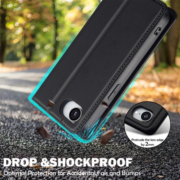 LC.imeeke - LC.IMEEKE L1 Series iPhone 16e Fodral PU Läder - Svart