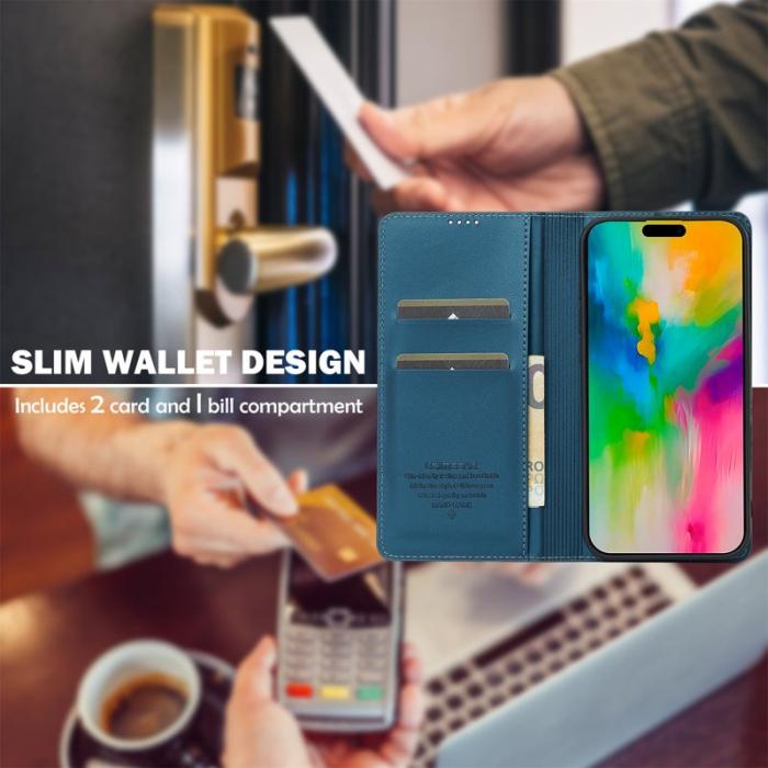 LC.imeeke - LC.IMEEKE L1 Series iPhone 17 Fodral PU Läder - Blå