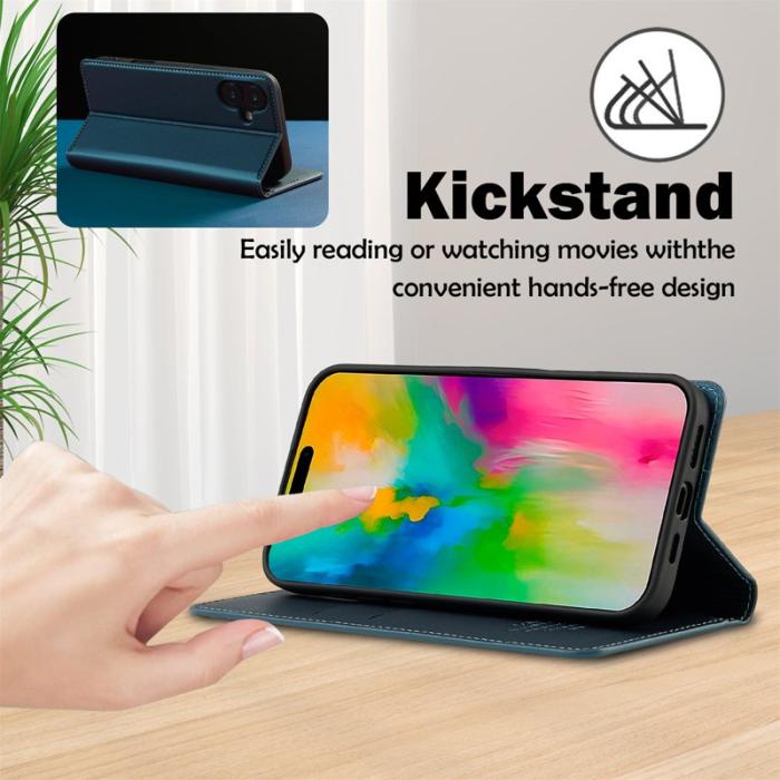 LC.imeeke - LC.IMEEKE L1 Series iPhone 17 Fodral PU Läder - Blå