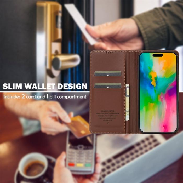 LC.imeeke - LC.IMEEKE L1 Series iPhone 17 Fodral PU Läder - Brun