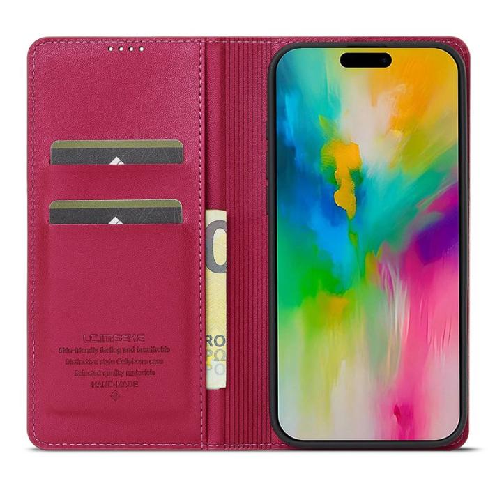 LC.imeeke - LC.IMEEKE L1 Series iPhone 17 Fodral PU Läder - Röd