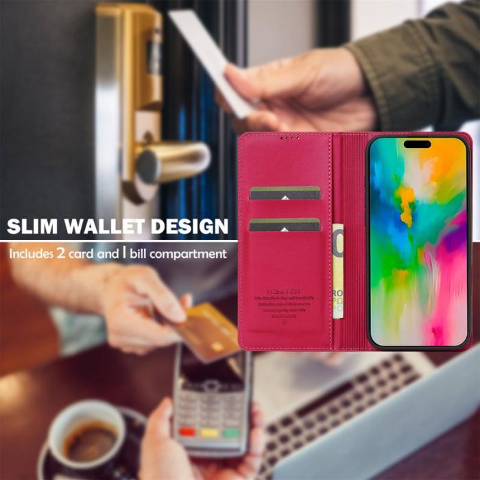 LC.imeeke - LC.IMEEKE L1 Series iPhone 17 Fodral PU Läder - Röd