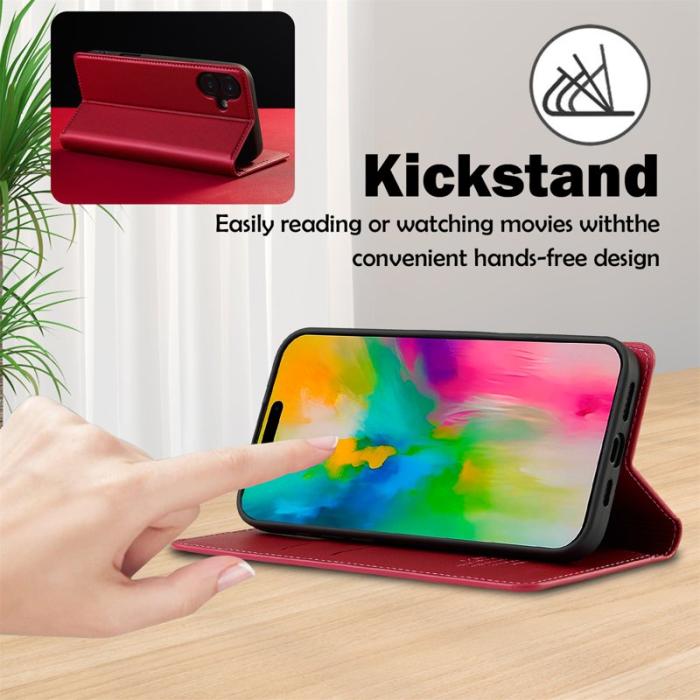 LC.imeeke - LC.IMEEKE L1 Series iPhone 17 Fodral PU Läder - Röd