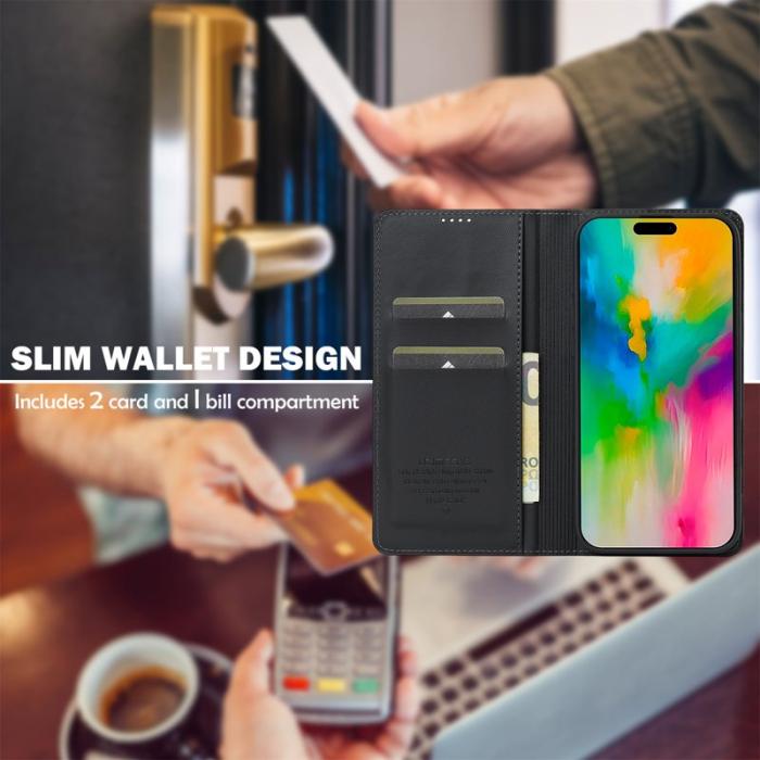 LC.imeeke - LC.IMEEKE L1 Series iPhone 17 Fodral PU Läder - Svart