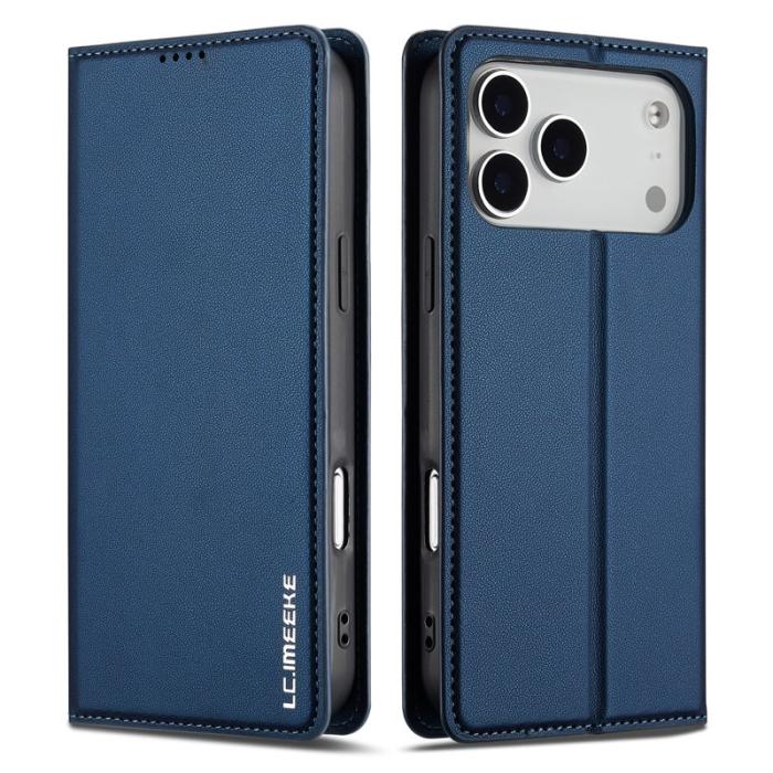 LC.imeeke - LC.IMEEKE L1 Series iPhone 17 Pro Plånboksfodral Konstläder - Blå
