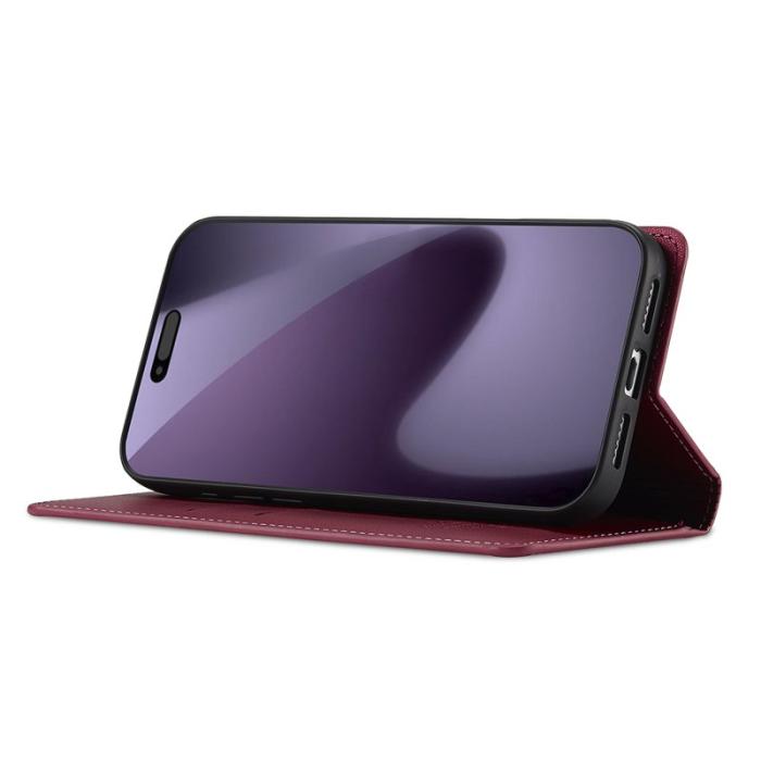 LC.imeeke - LC.IMEEKE L1 Series iPhone 17 Pro Plånboksfodral Konstläder - Röd