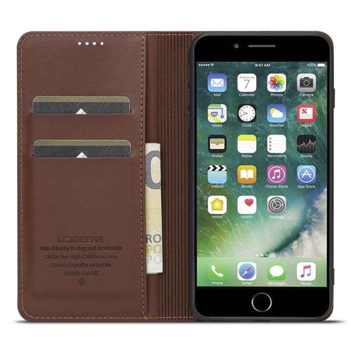 LC.imeeke - LC.IMEEKE L1 Series iPhone 8 Plus Fodral PU Läder - Brun