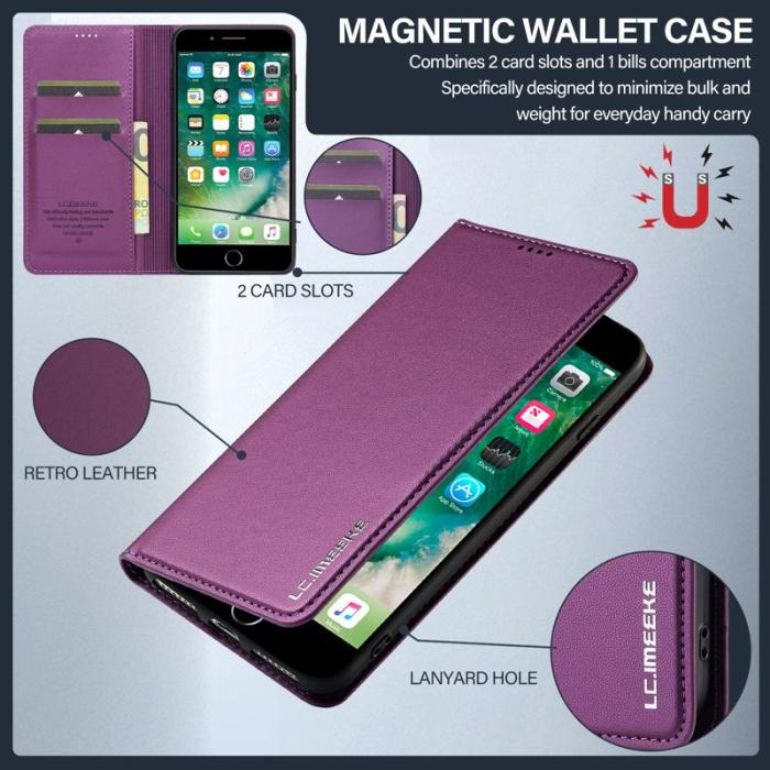 LC.imeeke - LC.IMEEKE L1 Series iPhone 8 Plus Fodral PU Läder - Lila