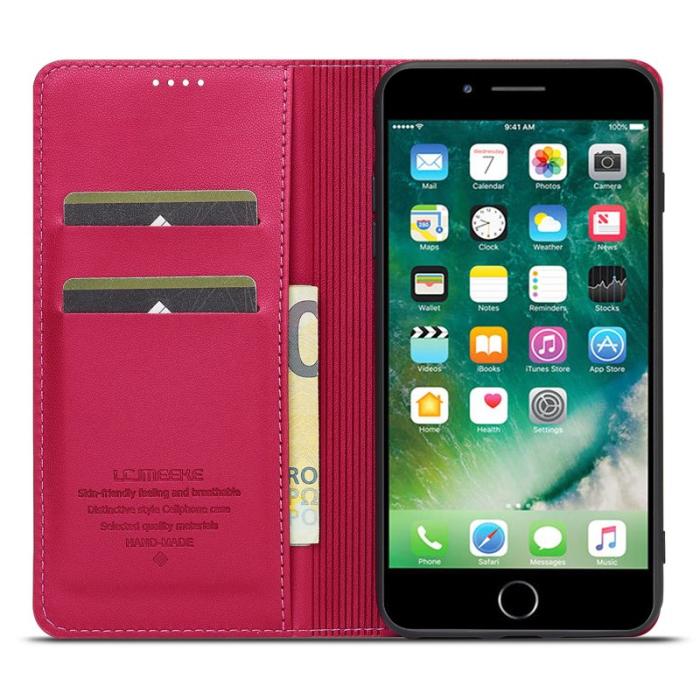 LC.imeeke - LC.IMEEKE L1 Series iPhone 8 Plus Fodral PU Läder - Röd