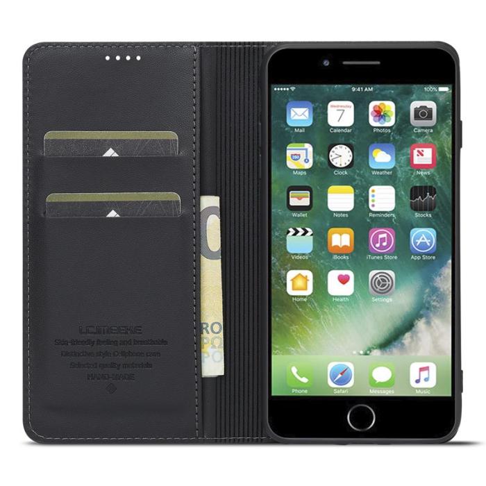 LC.imeeke - LC.IMEEKE L1 Series iPhone 8 Plus Fodral PU Läder - Svart