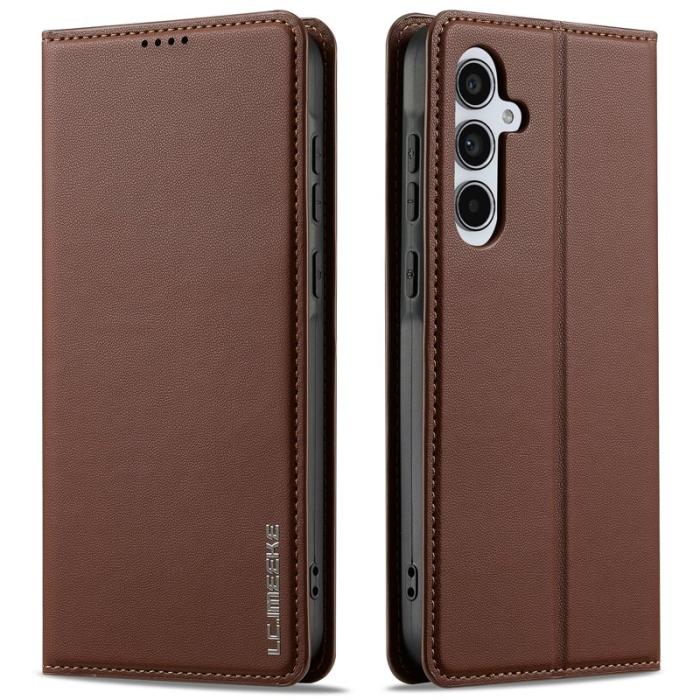 LC.imeeke - LC.IMEEKE L1 Series Samsung Galaxy A15 Fodral PU Läder - Brun