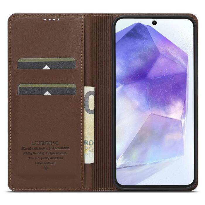 LC.imeeke - LC.IMEEKE L1 Series Samsung Galaxy A16 Fodral PU Läder - Brun