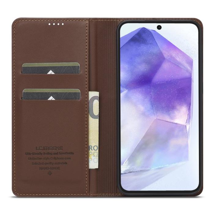 LC.imeeke - LC.IMEEKE L1 Series Samsung Galaxy A35 Fodral PU Läder - Brun