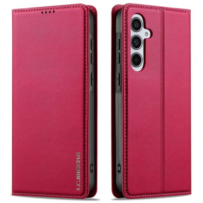 LC.imeeke - LC.IMEEKE L1 Series Samsung Galaxy A54 Plånboksfodral Konstläder - Röd