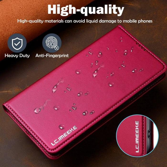 LC.imeeke - LC.IMEEKE L1 Series Samsung Galaxy A54 Plånboksfodral Konstläder - Röd