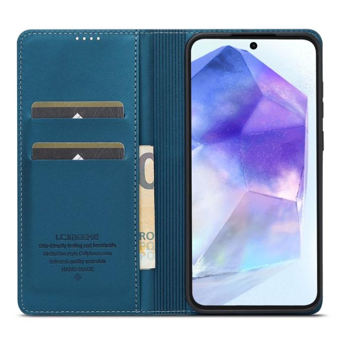 LC.imeeke - LC.IMEEKE L1 Series Samsung Galaxy A55 Fodral PU Läder - Blå