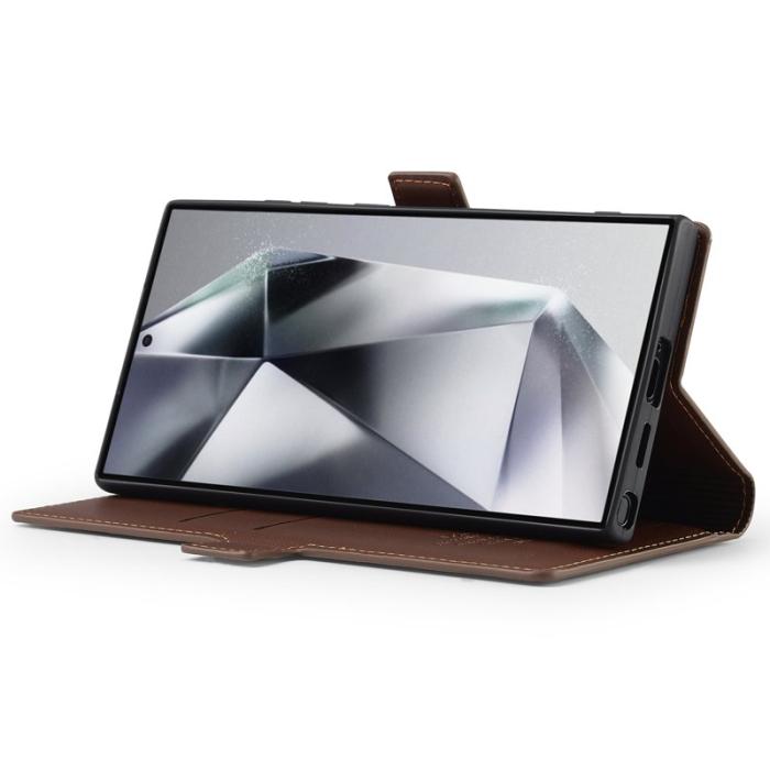 LC.imeeke - LC.IMEEKE L1 Series Samsung Galaxy S22 Ultra Fodral PU Läder - Brun