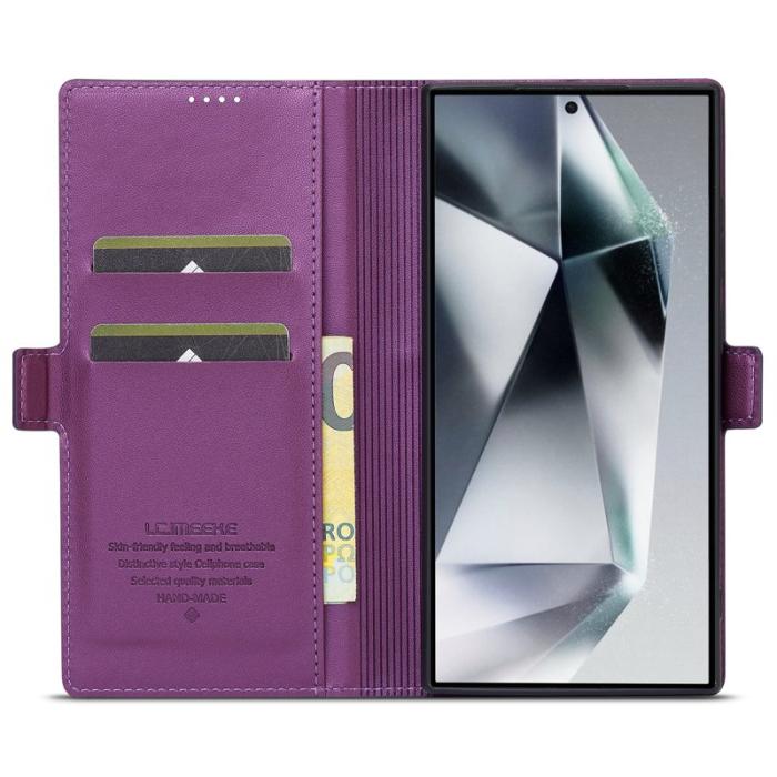 LC.imeeke - LC.IMEEKE L1 Series Samsung Galaxy S22 Ultra Fodral PU Läder - Lila