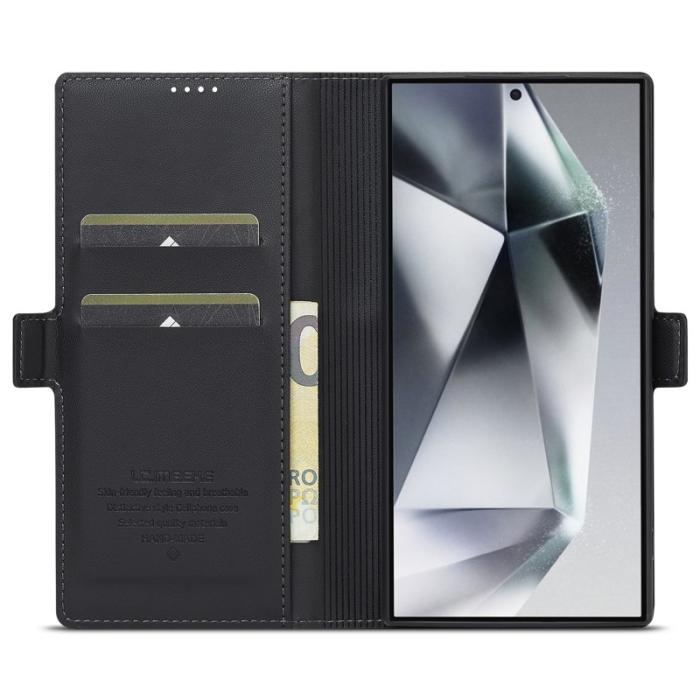 LC.imeeke - LC.IMEEKE L1 Series Samsung Galaxy S22 Ultra Fodral PU Läder - Svart