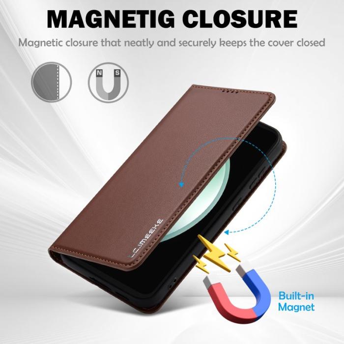 LC.imeeke - LC.IMEEKE L1 Series Samsung Galaxy S23 FE Fodral PU Läder - Brun