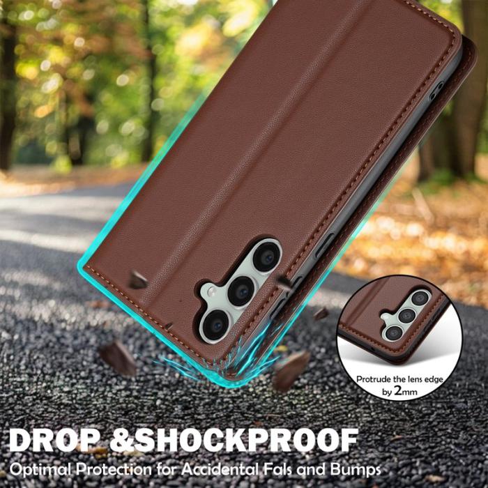 LC.imeeke - LC.IMEEKE L1 Series Samsung Galaxy S23 FE Fodral PU Läder - Brun