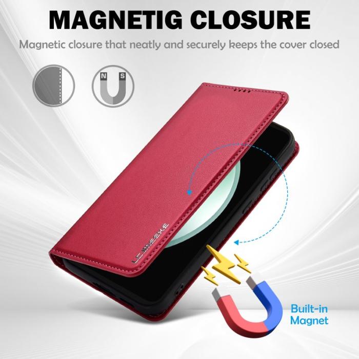 LC.imeeke - LC.IMEEKE L1 Series Samsung Galaxy S23 FE Fodral PU Läder - Röd