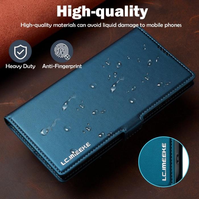 LC.imeeke - LC.IMEEKE L1 Series Samsung Galaxy S23 Ultra Fodral PU Läder - Blå