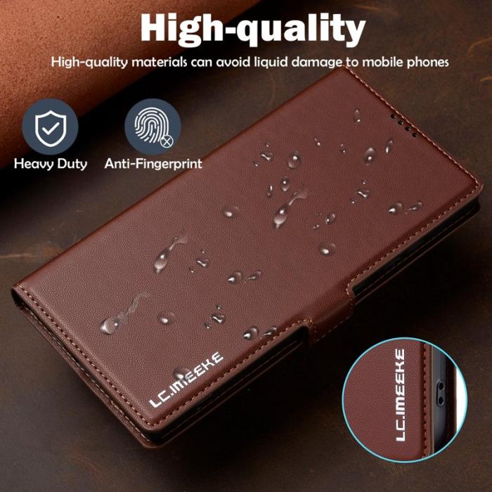 LC.imeeke - LC.IMEEKE L1 Series Samsung Galaxy S23 Ultra Fodral PU Läder - Brun