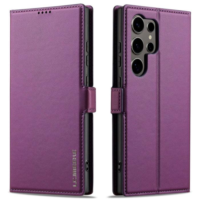 LC.imeeke - LC.IMEEKE L1 Series Samsung Galaxy S23 Ultra Fodral PU Läder - Lila