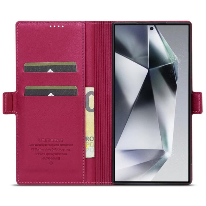 LC.imeeke - LC.IMEEKE L1 Series Samsung Galaxy S23 Ultra Fodral PU Läder - Röd