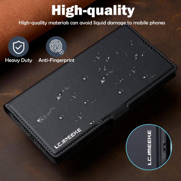LC.imeeke - LC.IMEEKE L1 Series Samsung Galaxy S23 Ultra Fodral PU Läder - Svart