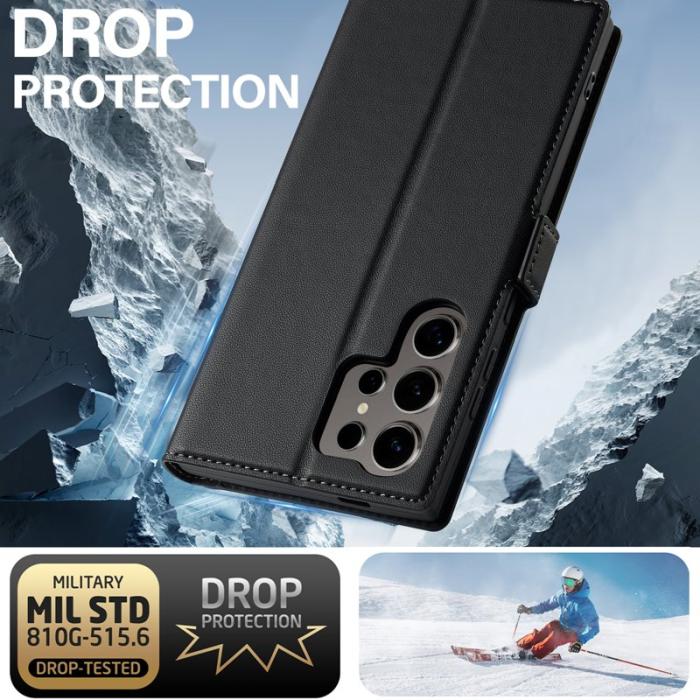 LC.imeeke - LC.IMEEKE L1 Series Samsung Galaxy S23 Ultra Fodral PU Läder - Svart