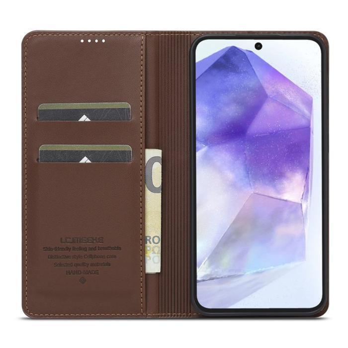 LC.imeeke - LC.IMEEKE L1 Series Samsung Galaxy S24 FE Fodral PU Läder - Brun