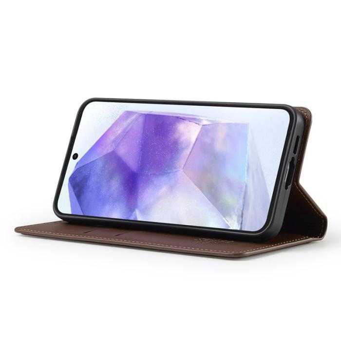 LC.imeeke - LC.IMEEKE L1 Series Samsung Galaxy S24 FE Fodral PU Läder - Brun