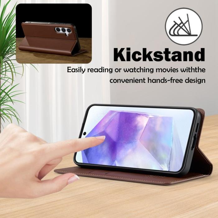 LC.imeeke - LC.IMEEKE L1 Series Samsung Galaxy S24 FE Fodral PU Läder - Brun