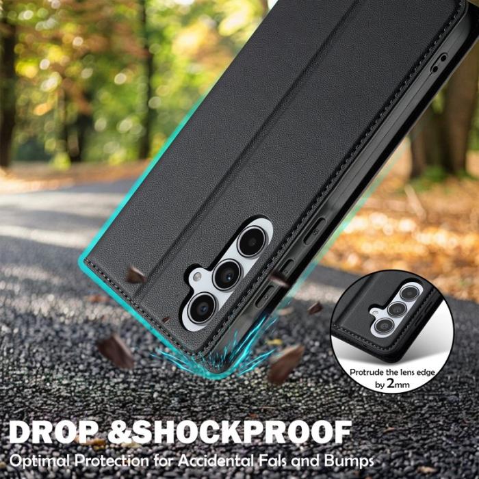 LC.imeeke - LC.IMEEKE L1 Series Samsung Galaxy S24 FE Fodral PU Läder - Svart