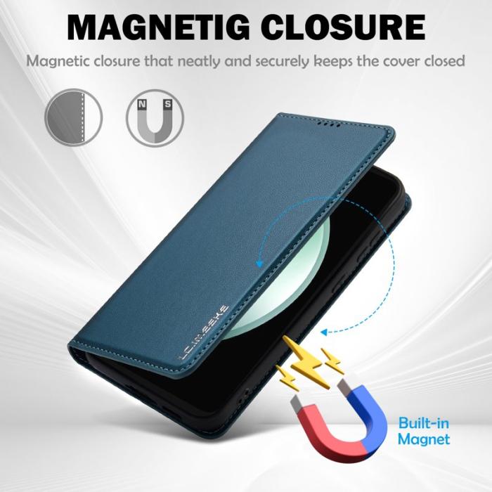 LC.imeeke - LC.IMEEKE L1 Series Samsung Galaxy S24 Fodral PU Läder - Blå