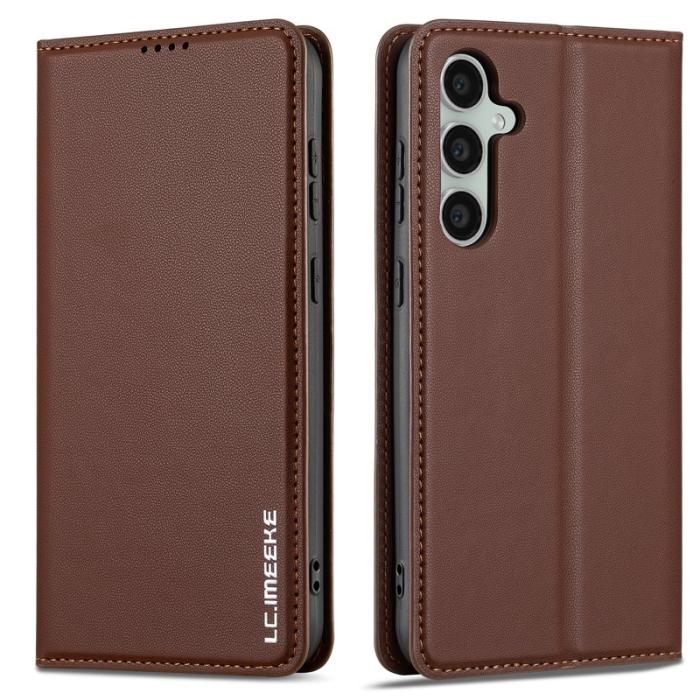 LC.imeeke - LC.IMEEKE L1 Series Samsung Galaxy S24 Fodral PU Läder - Brun