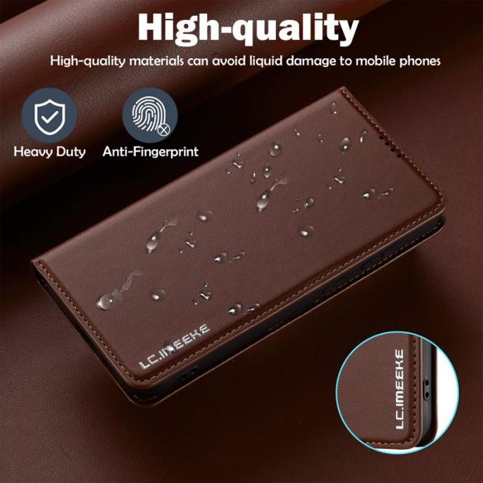LC.imeeke - LC.IMEEKE L1 Series Samsung Galaxy S24 Fodral PU Läder - Brun