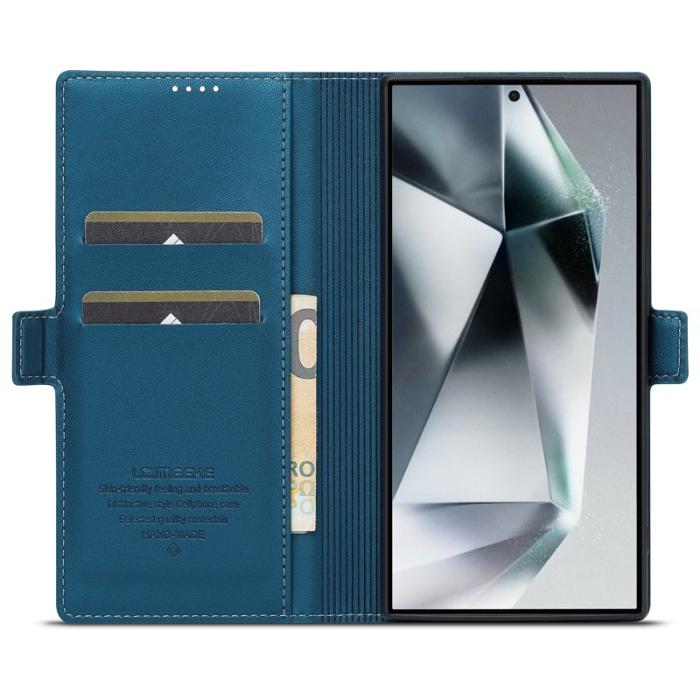 LC.imeeke - LC.IMEEKE L1 Series Samsung Galaxy S24 Ultra Fodral PU Läder - Blå