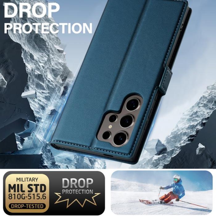 LC.imeeke - LC.IMEEKE L1 Series Samsung Galaxy S24 Ultra Fodral PU Läder - Blå