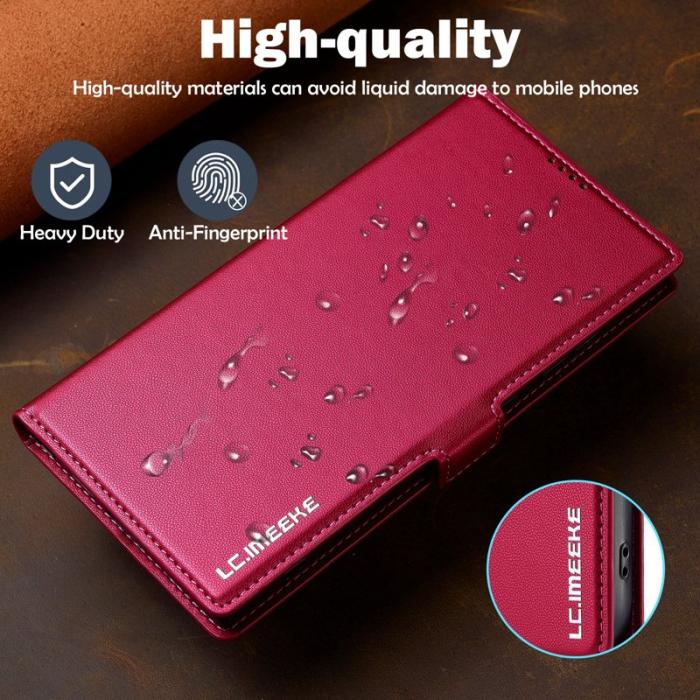 LC.imeeke - LC.IMEEKE L1 Series Samsung Galaxy S24 Ultra Fodral PU Läder - Röd